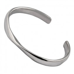 Sterling Silver Open Backed Wave Bangle