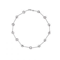 Tezer Sterling Silver Lotus Link Necklace