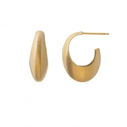 Tezer Sterling Silver With Gold Vermeil Contemporary Hoop Earring