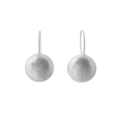 Tezer Brushed Silver Circle Drop Earrings